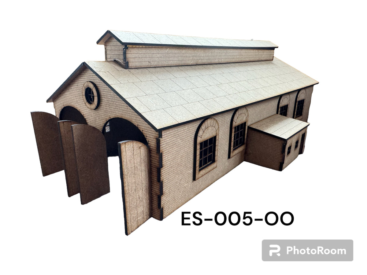 Laser Cut 2 Lane Long Engine Shed - OO gauge 1:76 Scale.