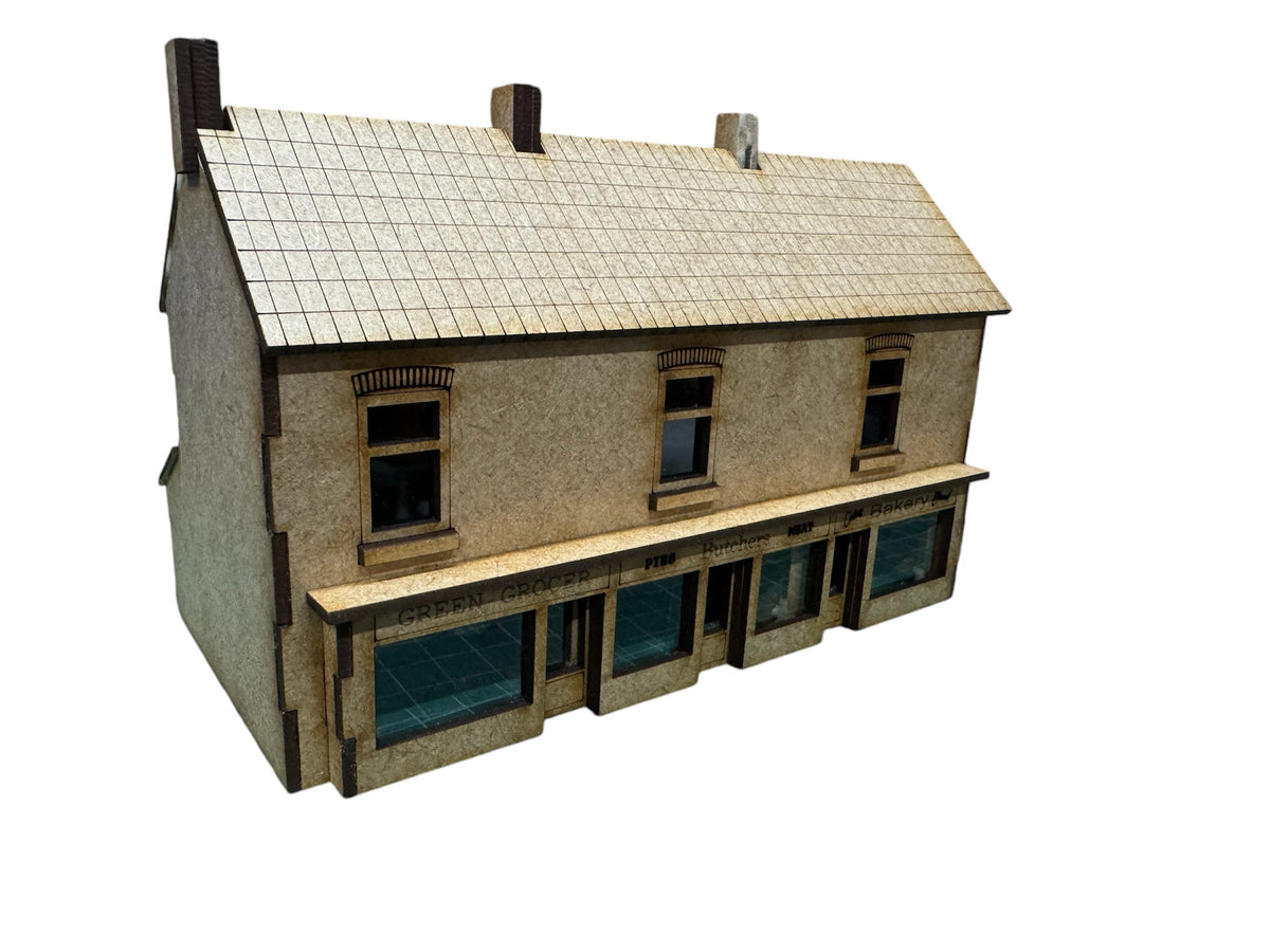 OO Gauge 3 Block Terrace Shops Laser Cut MDF Kit