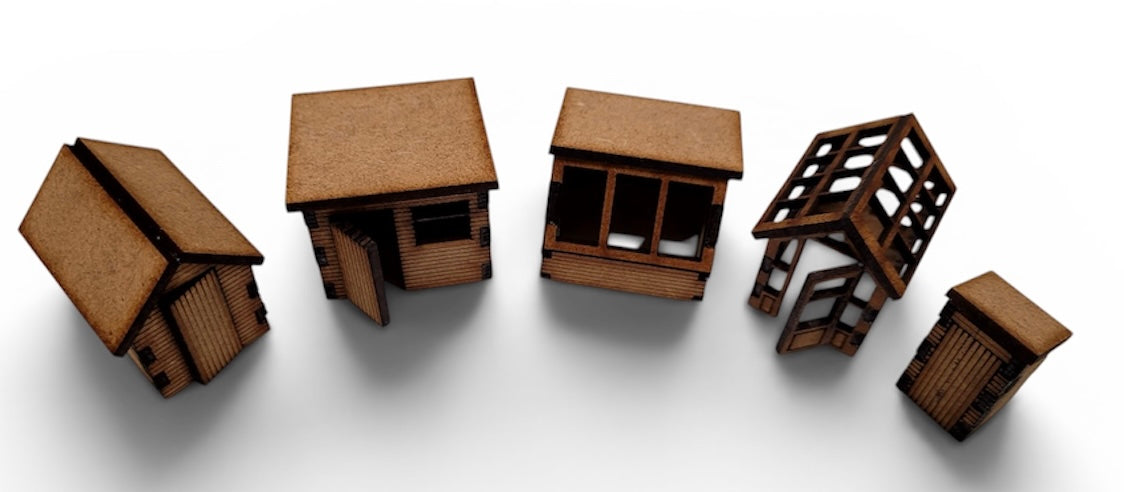 Laser Cut Shed Set and Greenhouse - OO gauge 1:76 Scale.